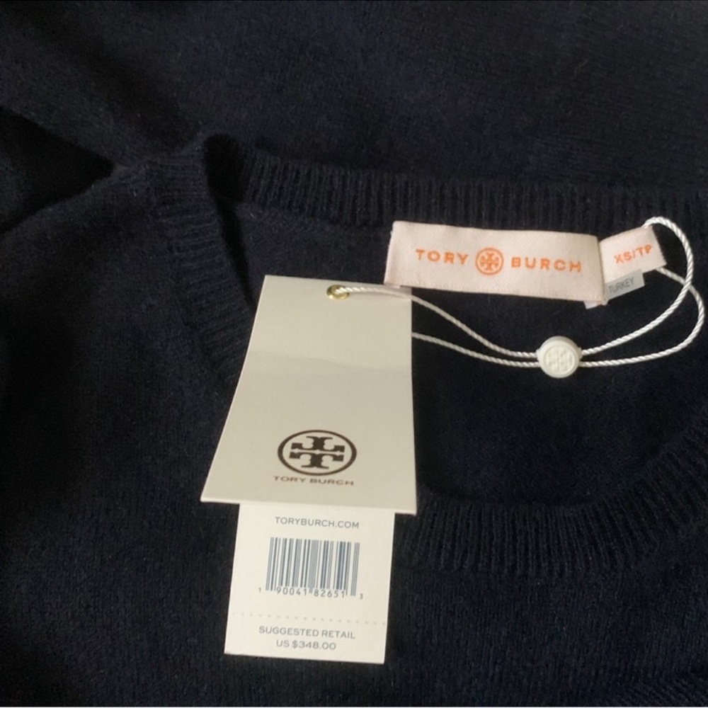 Tory Burch Bella Cashmere Sweater In Tory Navy - Picture 8 of 10